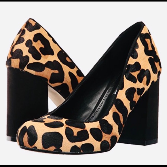 animal print block heel pumps